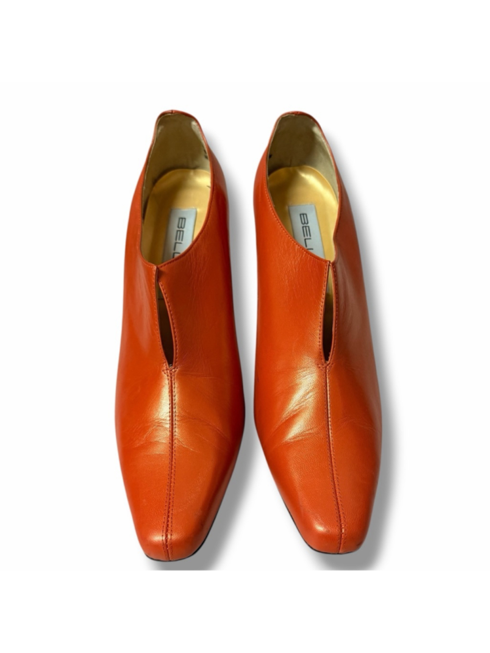Bellini Orange Leather Kitten Heel Pumps Women’s Size 10M Pointed Toe Slip On - Picture 5 of 16